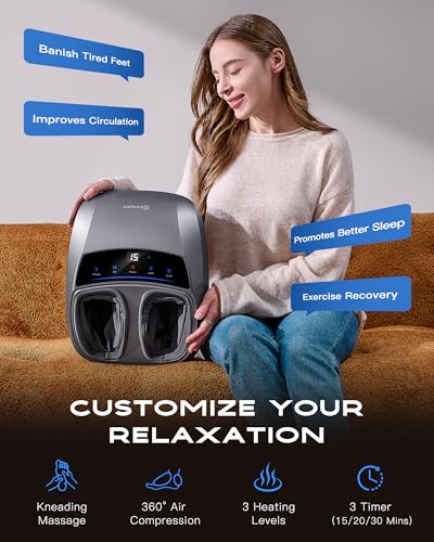 KINGJOY Foot Massager dual-zone heat targets top and soles for tired feet.