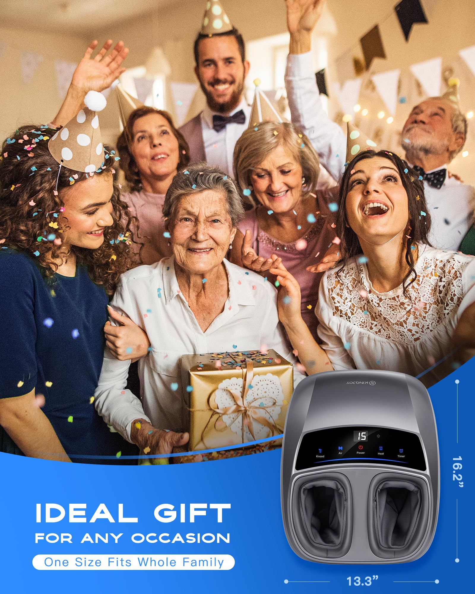 KINGJOY Foot Massager includes a 1-year warranty for peace of mind.