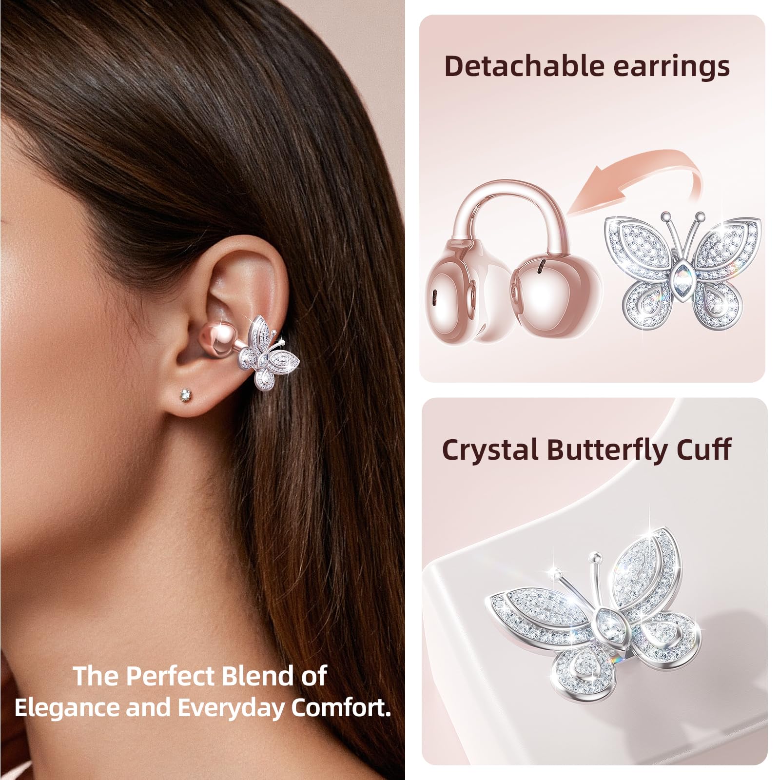 Kinglucky ClipFree detachable crystal earrings offer versatile style and easy replacements