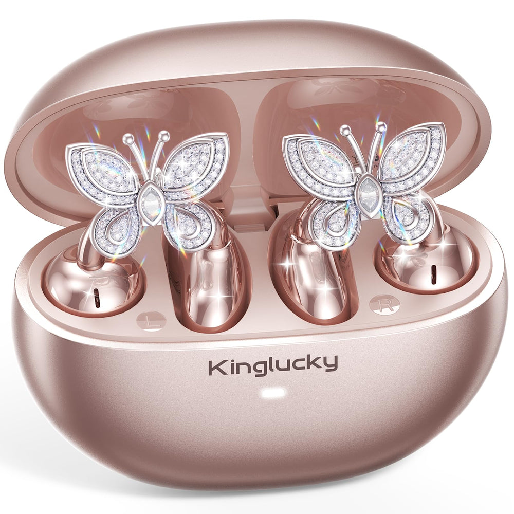 Kinglucky ClipFree open-ear headphones with butterfly earrings provide comfortable all-day wear for calls
