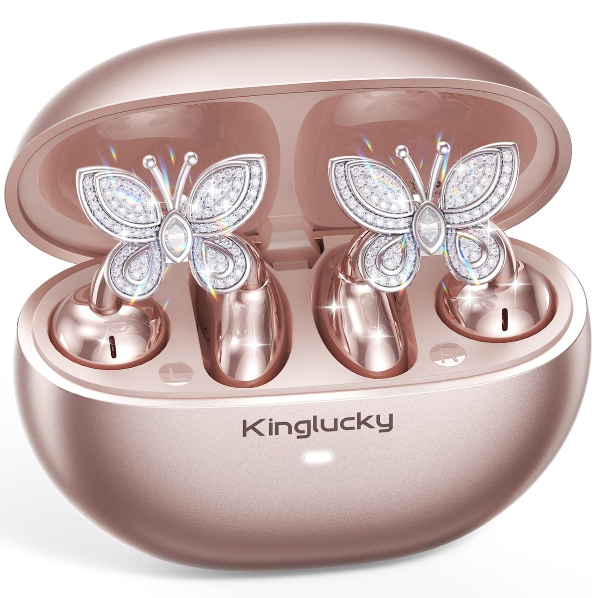 Kinglucky ClipFree open-ear headphones with butterfly earrings provide comfortable all-day wear for calls