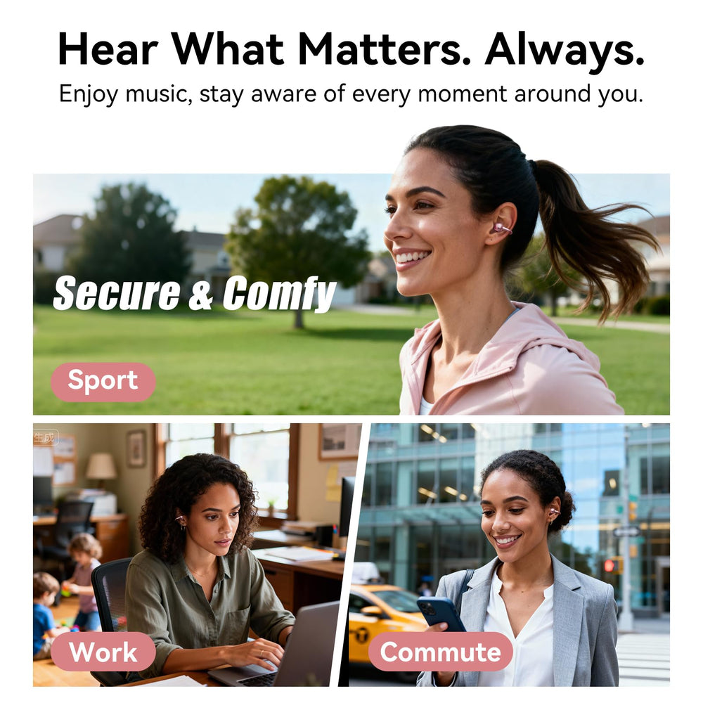 Kinglucky ClipFree open-ear design suits women’s sports with secure, comfortable wear
