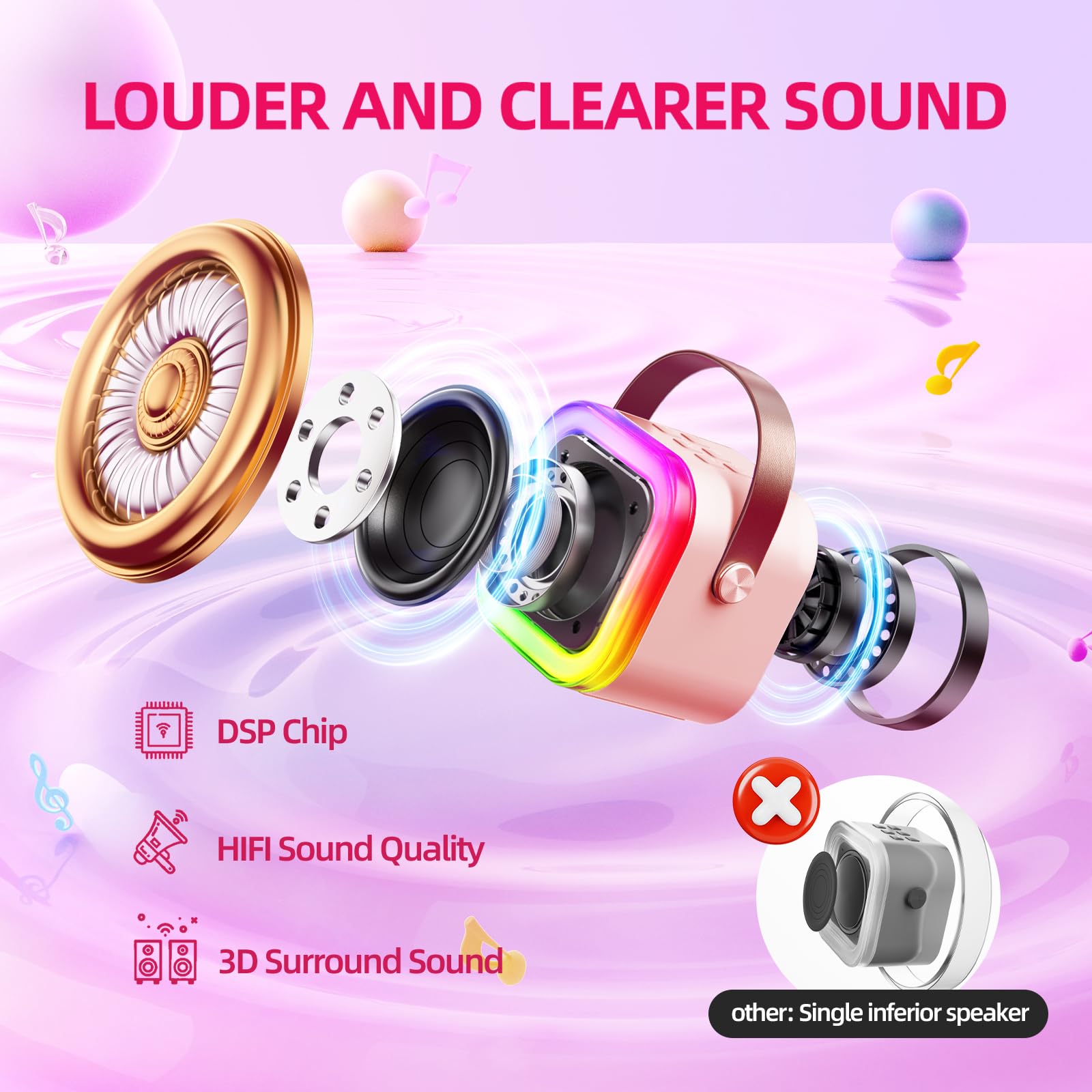 Kinglucky mini karaoke LED light show enhances parties with colorful visuals.