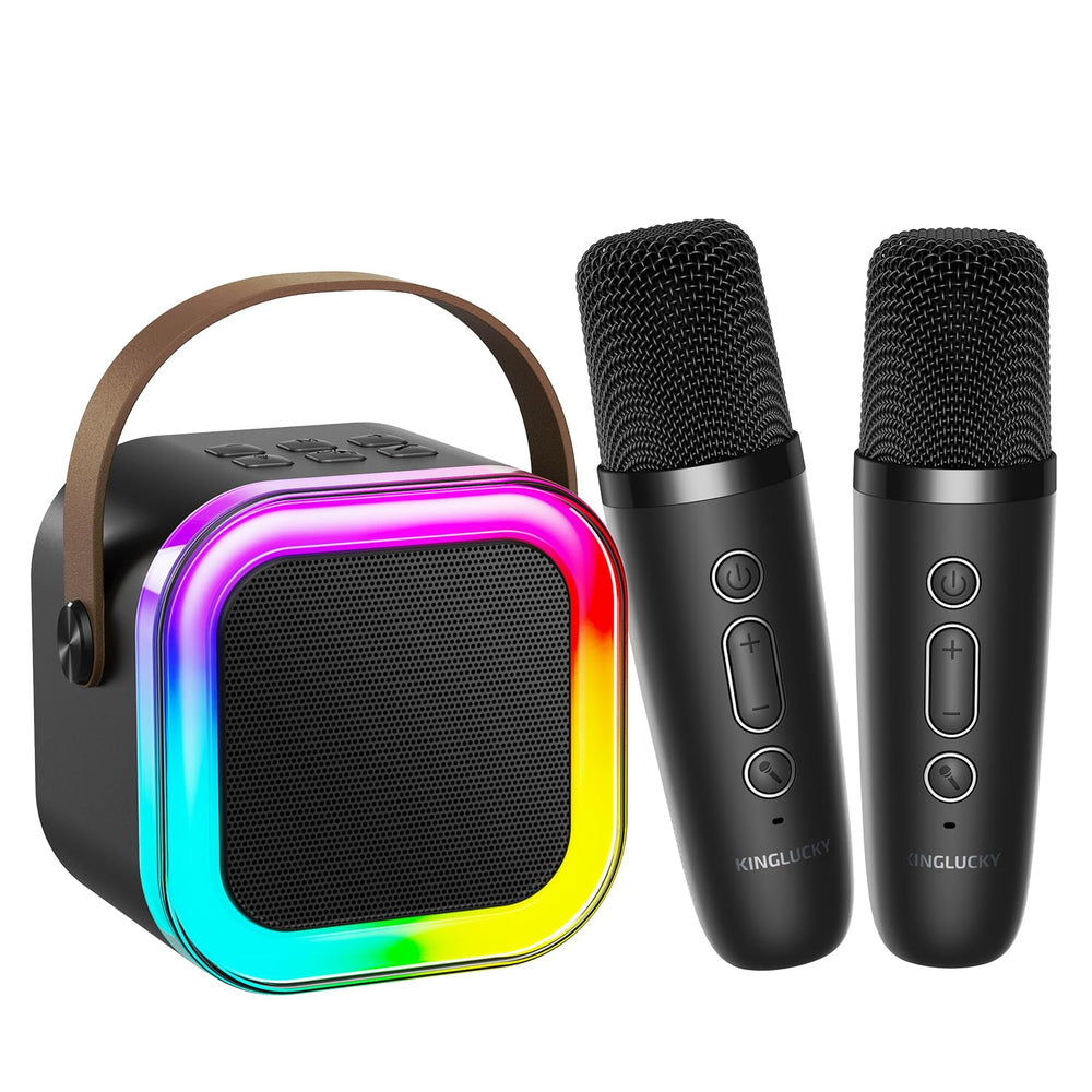 Kinglucky mini karaoke machine front view shows compact design ideal for kids