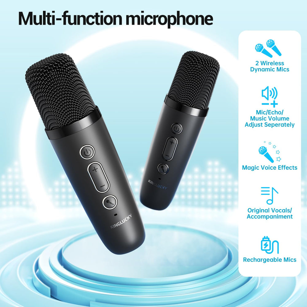 Kinglucky mini karaoke machine LED disco lights create a lively party vibe