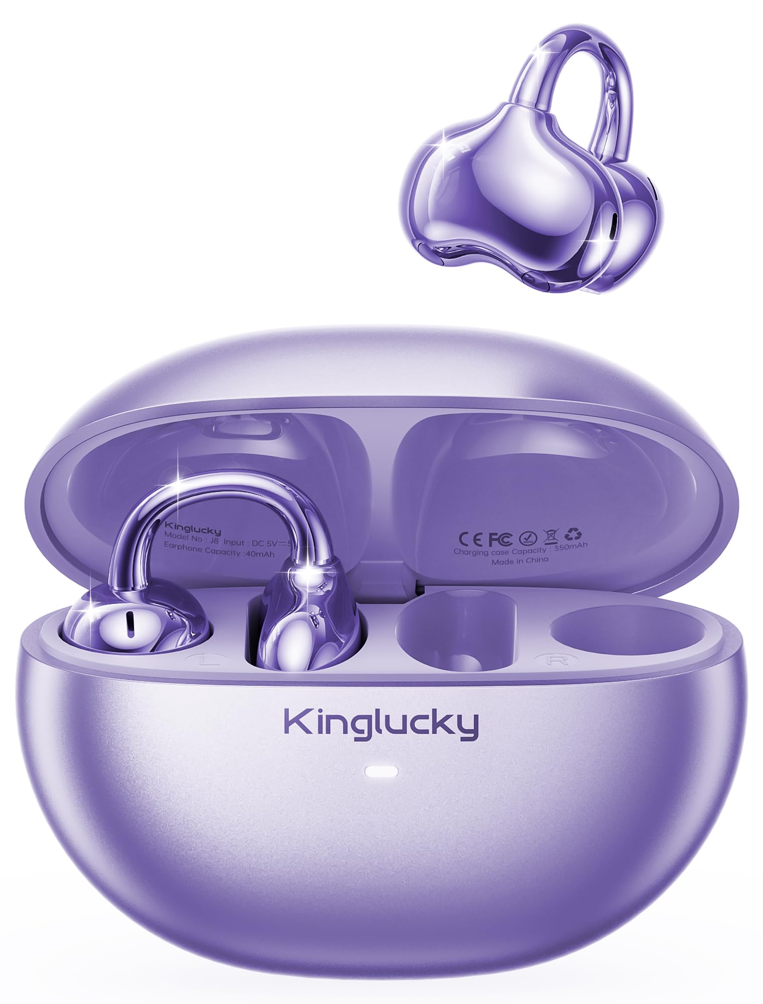 Kinglucky Upgraded Clip-On Earbuds rose pink close-up open-ear comfort