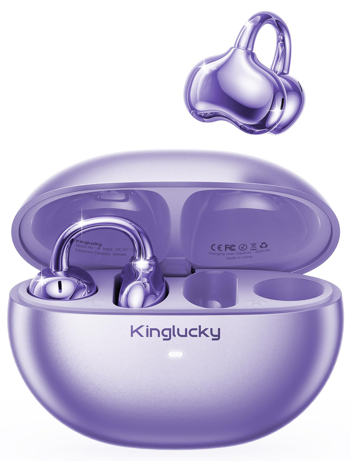 Kinglucky Upgraded Clip-On Earbuds rose pink close-up open-ear comfort