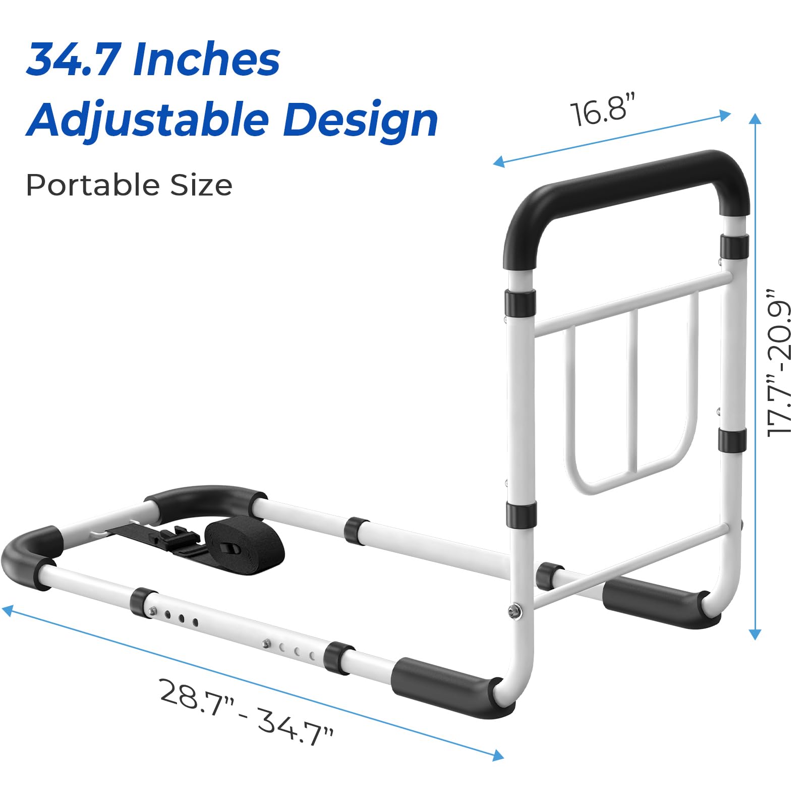 KingPavonini bed rail extended length provides wider stability.