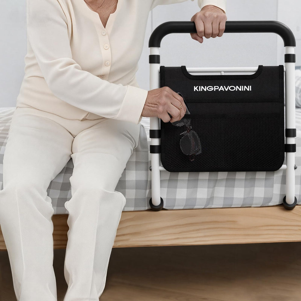 KingPavonini bed rail fits 3–12 inch mattresses for versatility.