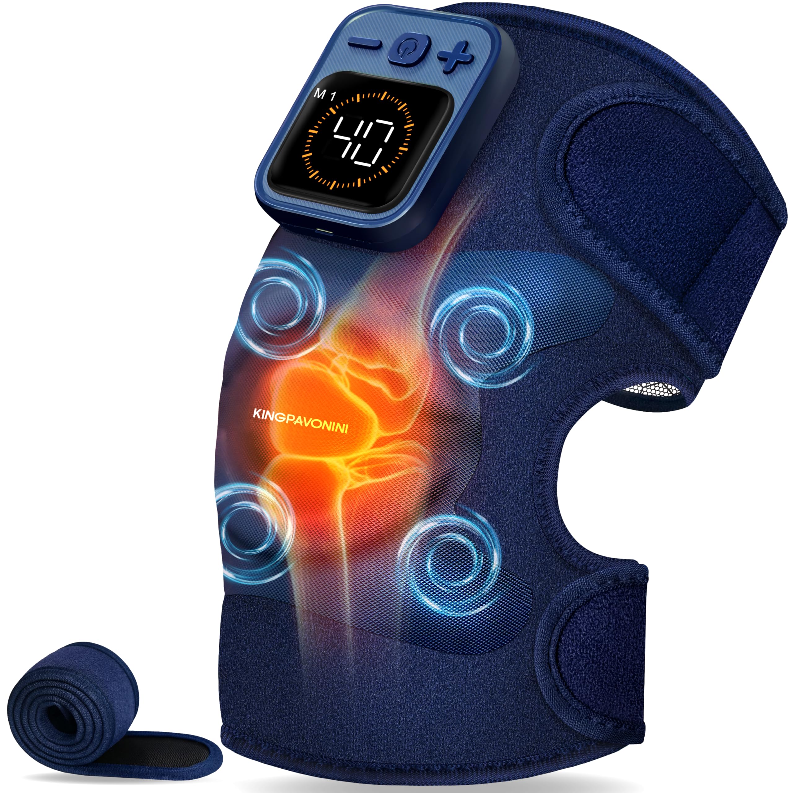 KingPavonini knee massager with four motors delivers comprehensive knee coverage for targeted relief.