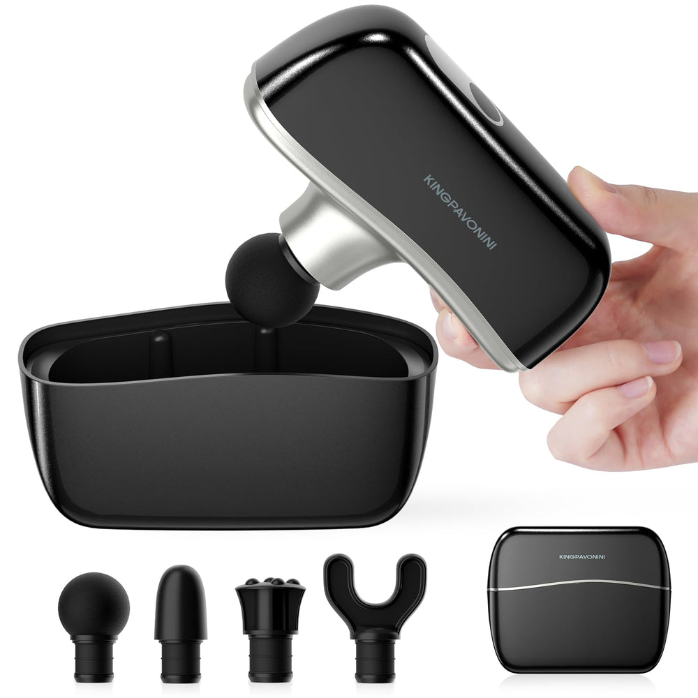 KingPavonini mini massage gun pocket-size for easy travel relief.