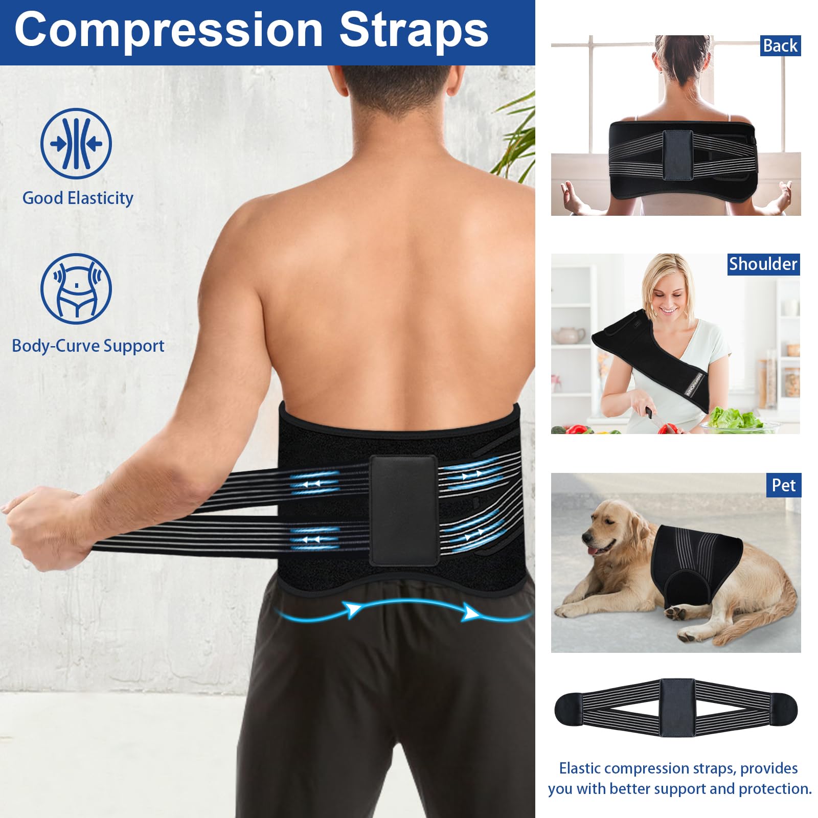 KingPavonini belt wrapped around waist demonstrates adaptable support for back and waist.