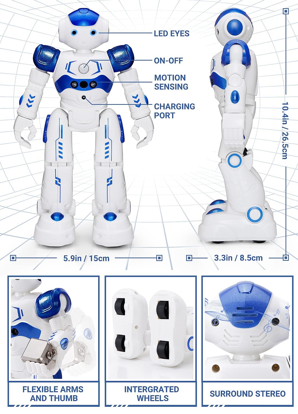 KingsDragon RC robot compact design fits on small desks and play spaces.