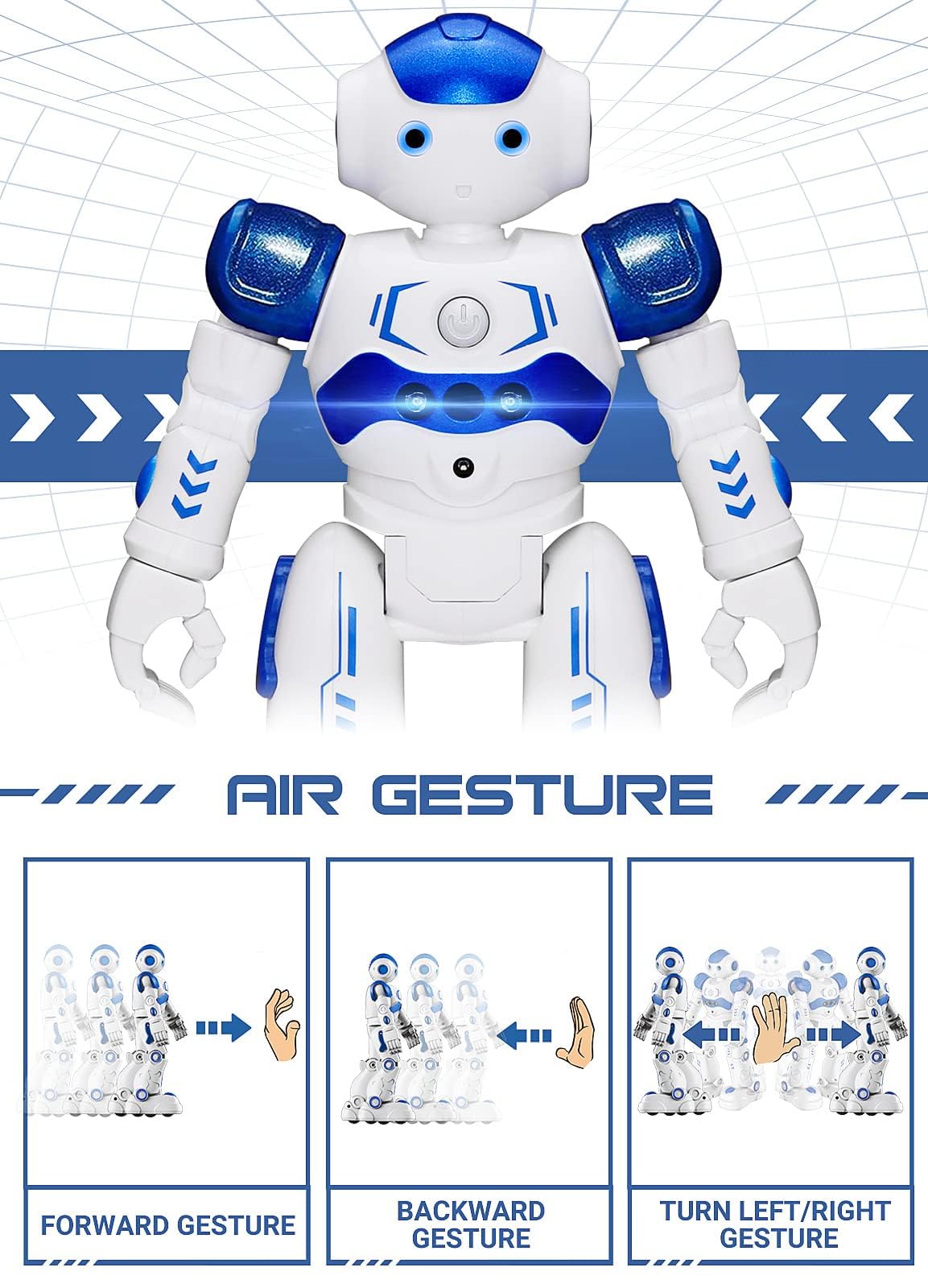 KingsDragon RC robot hand-gesture interaction enables easy steering and actions.
