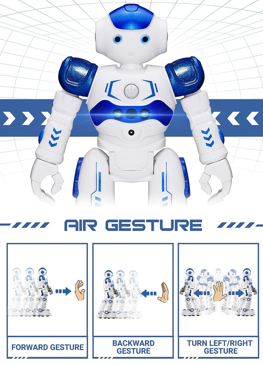 KingsDragon RC robot hand-gesture interaction enables easy steering and actions.