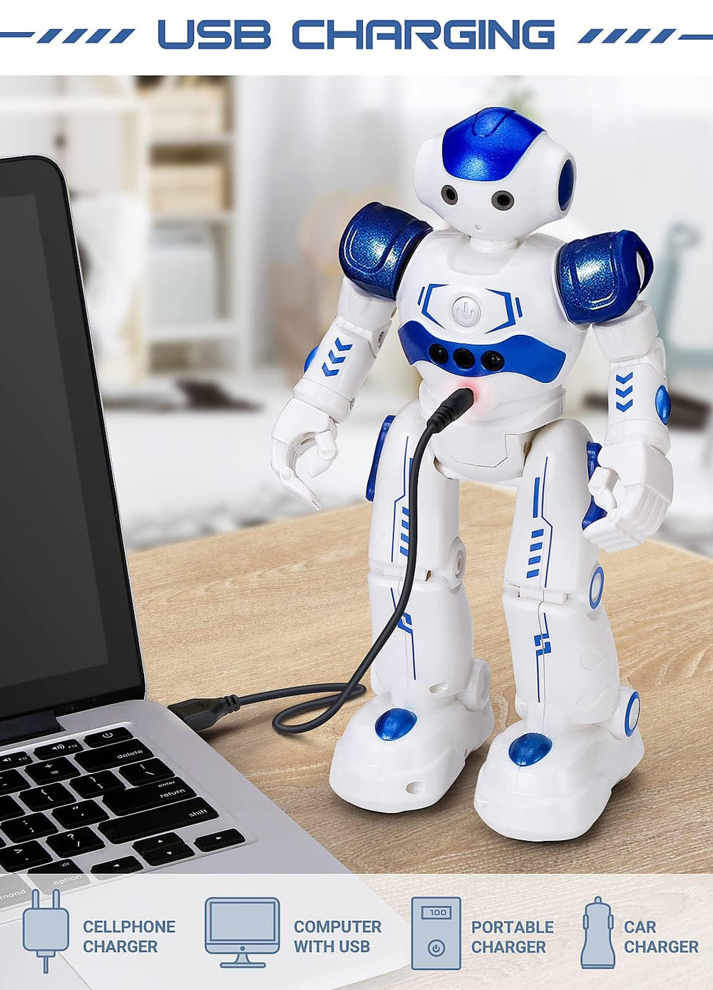 KingsDragon RC robot USB charging provides convenient, battery-free play sessions.