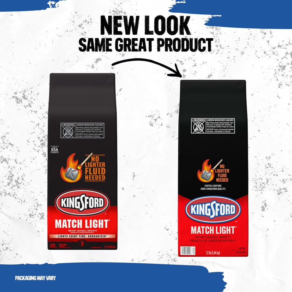 Kingsford Match Light briquettes igniting with Sure Fire Grooves.