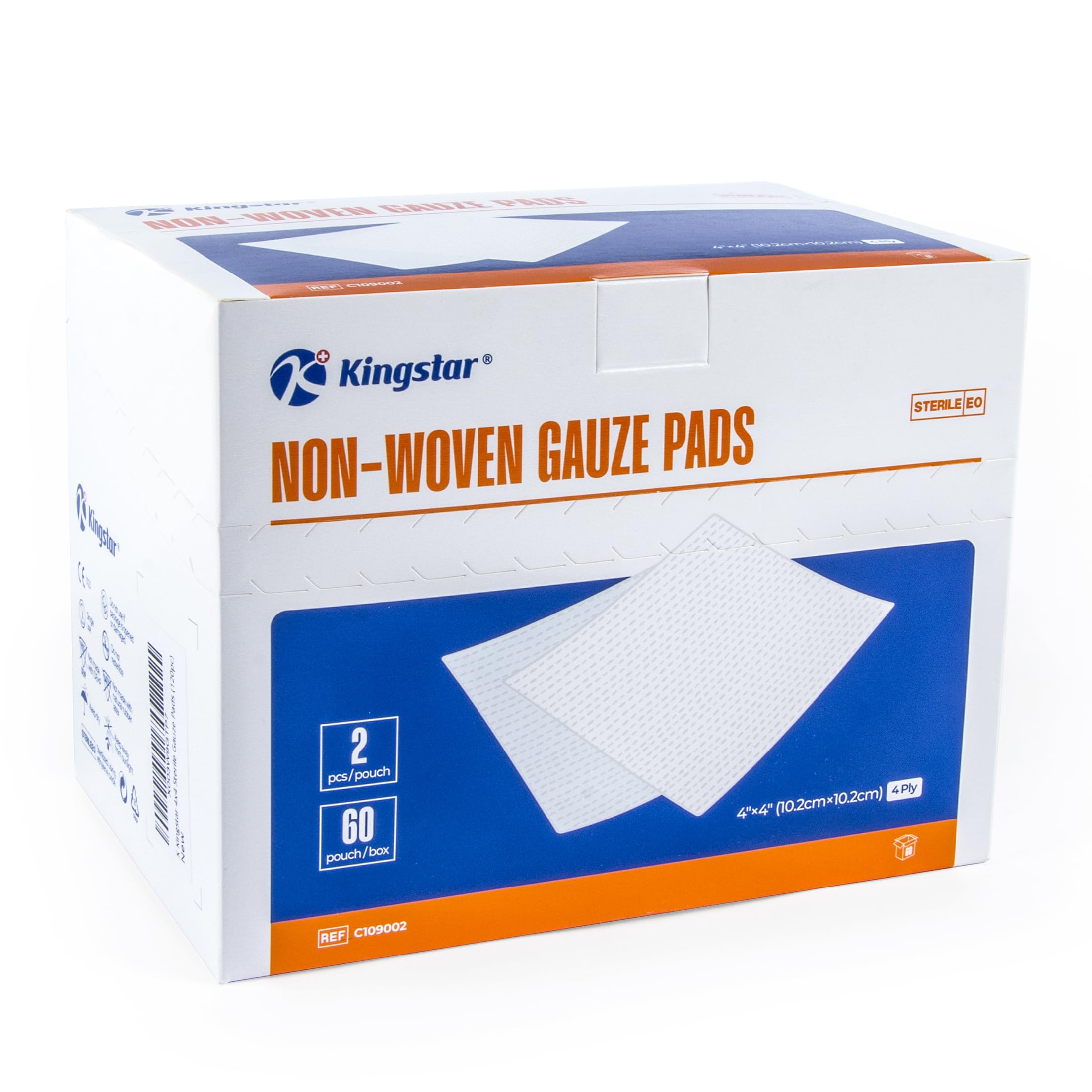 Kingstar sterile nonwoven gauze pad 4x4 close-up showing absorbent texture