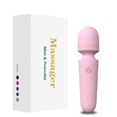 KINGWAND mini massager on back for targeted relief and relaxation.