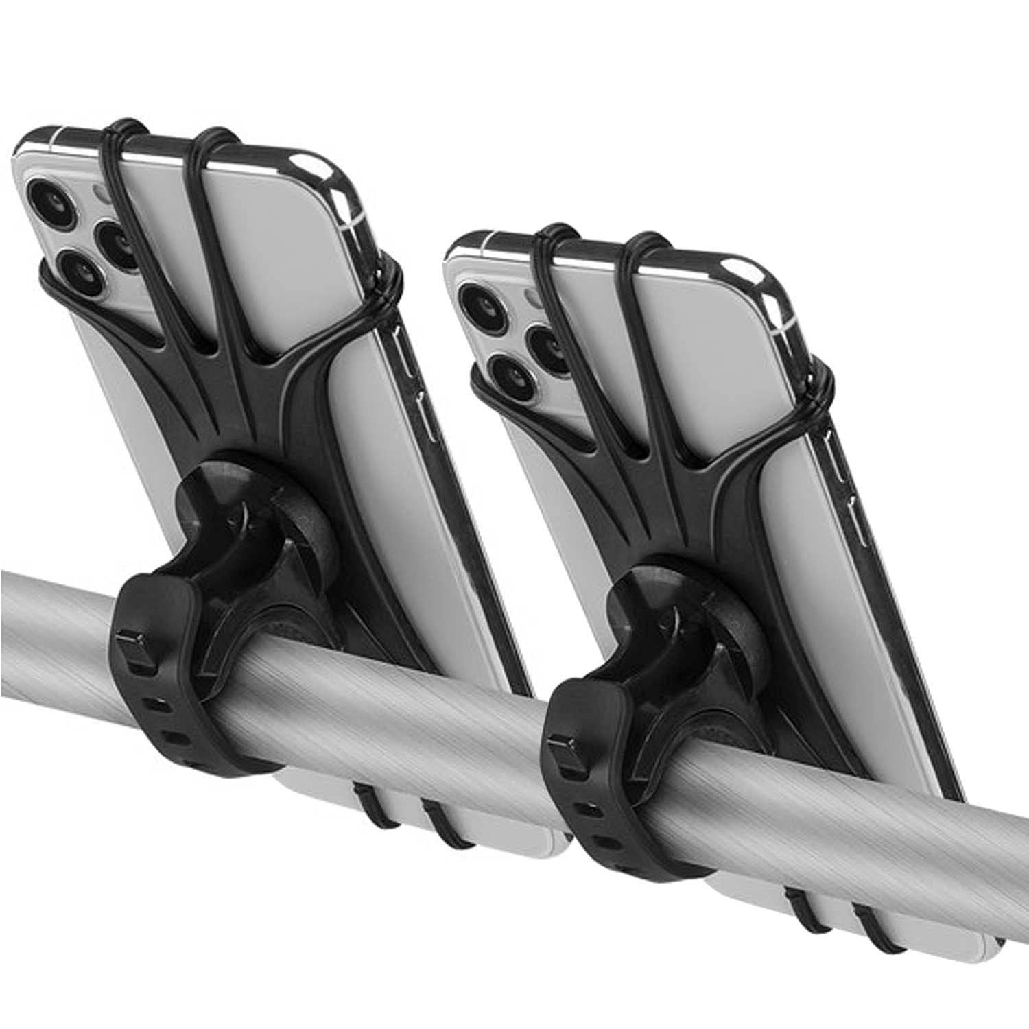 Kinizuxi bicycle mount with silicone strap secures phone on handlebars during rides.