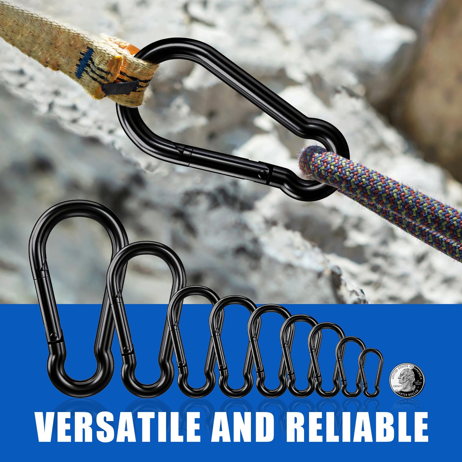 KINLINK black carabiner clip keeps gear organized and ready for adventure