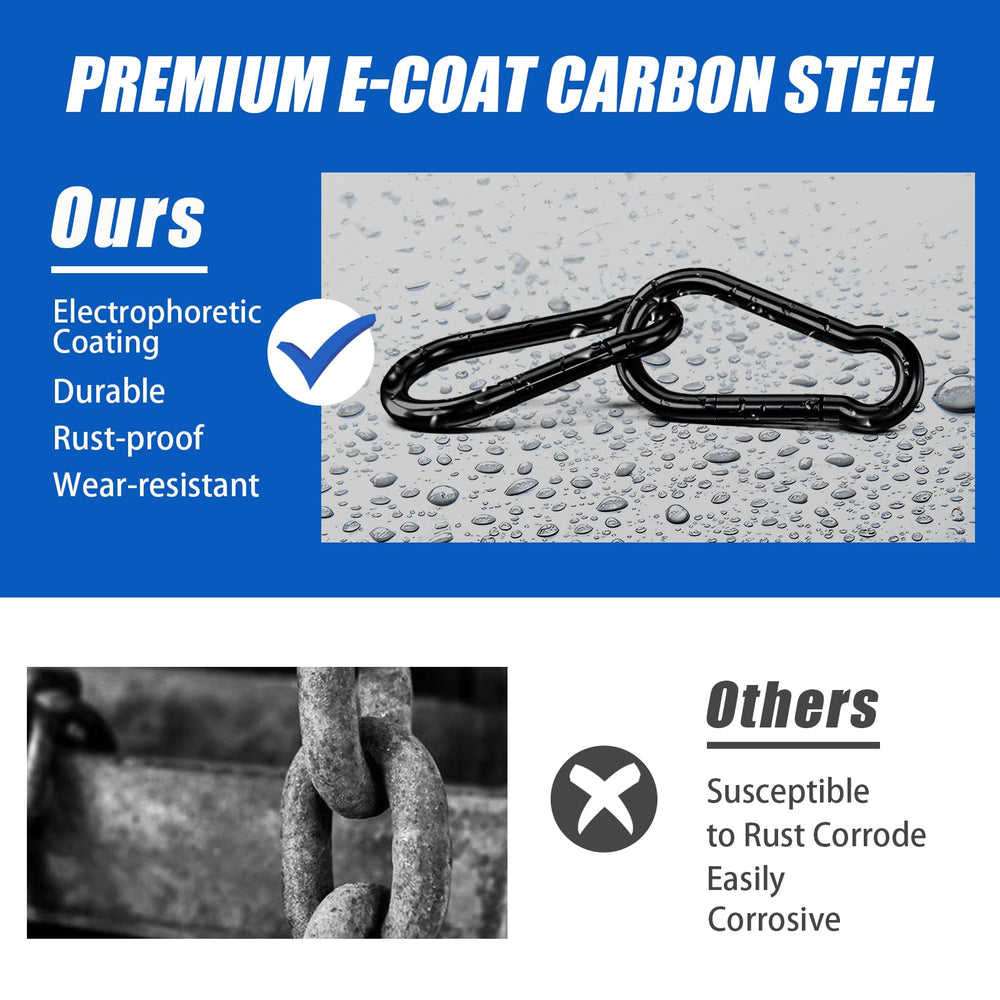 KINLINK heavy-duty spring snap hook in black for secure outdoor attachment
