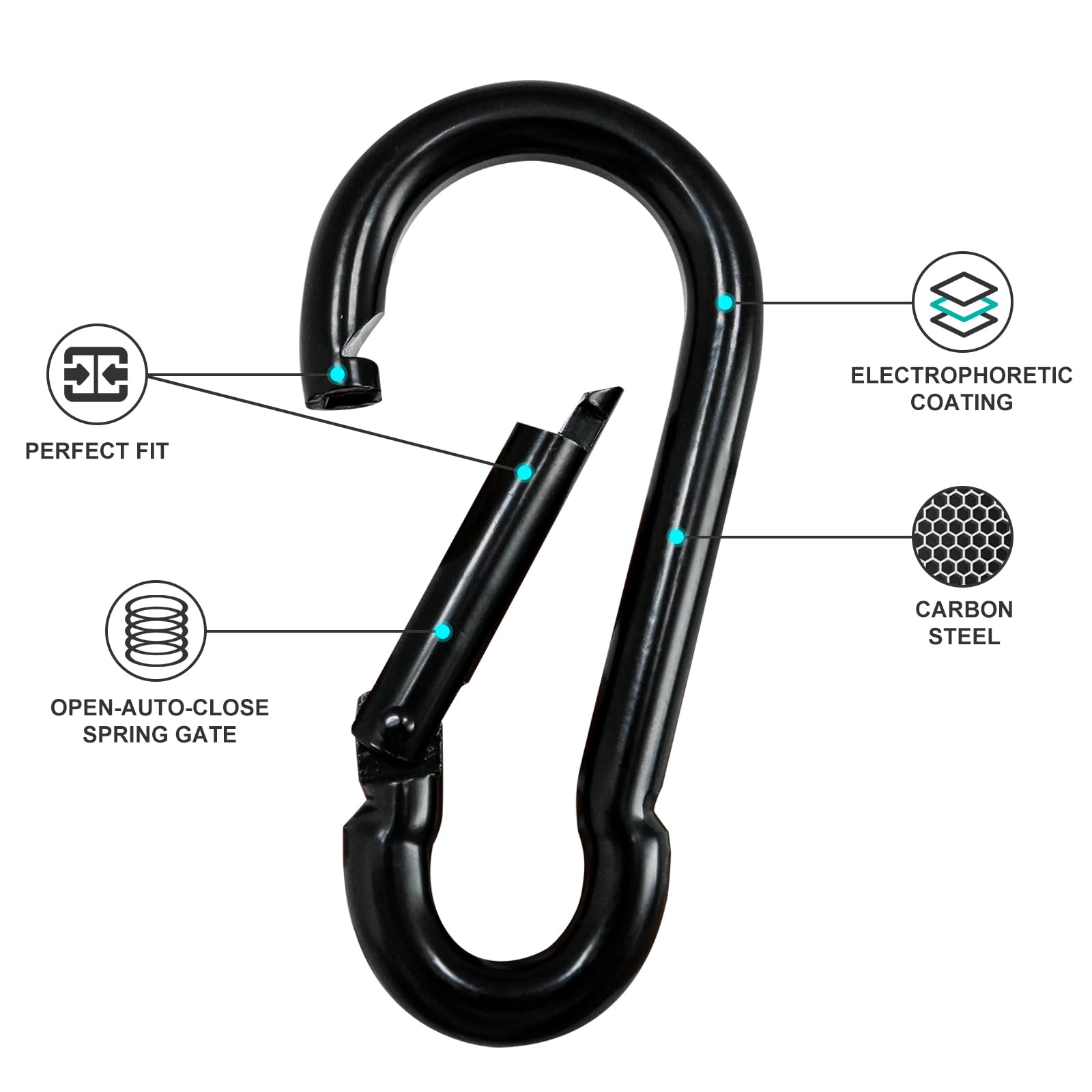 KINLINK compact black carabiner ideal for tents, backpacks, and hammocks