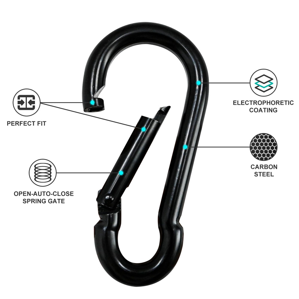 KINLINK compact black carabiner ideal for tents, backpacks, and hammocks