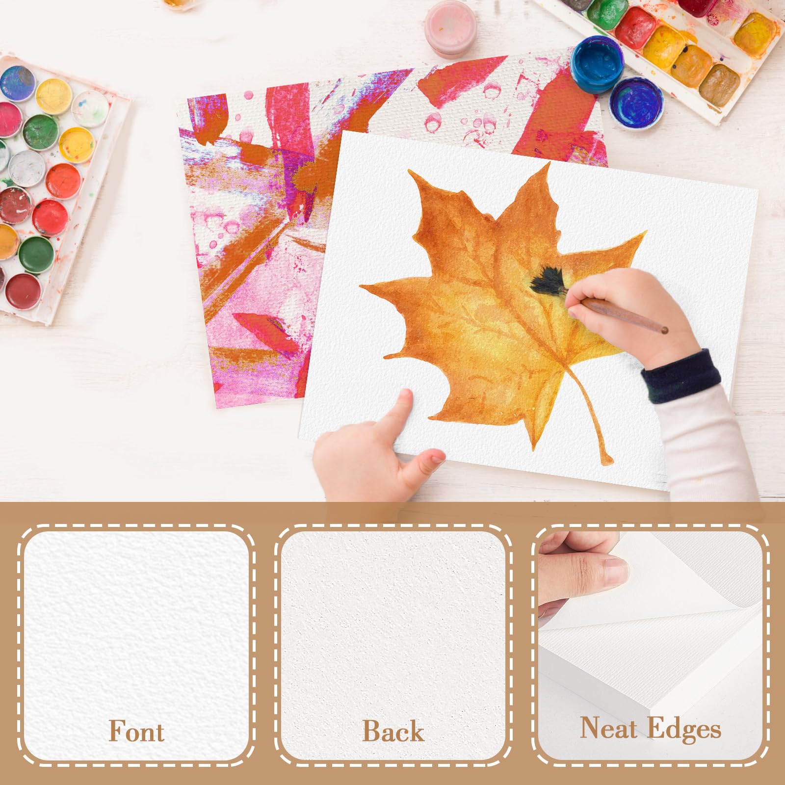 KINLINK 5x7 surface-roughness: textured sheet supports watercolor texture and pigment adhesion.