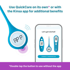 Kinsa QuickCare thermometer used orally for adults and older children