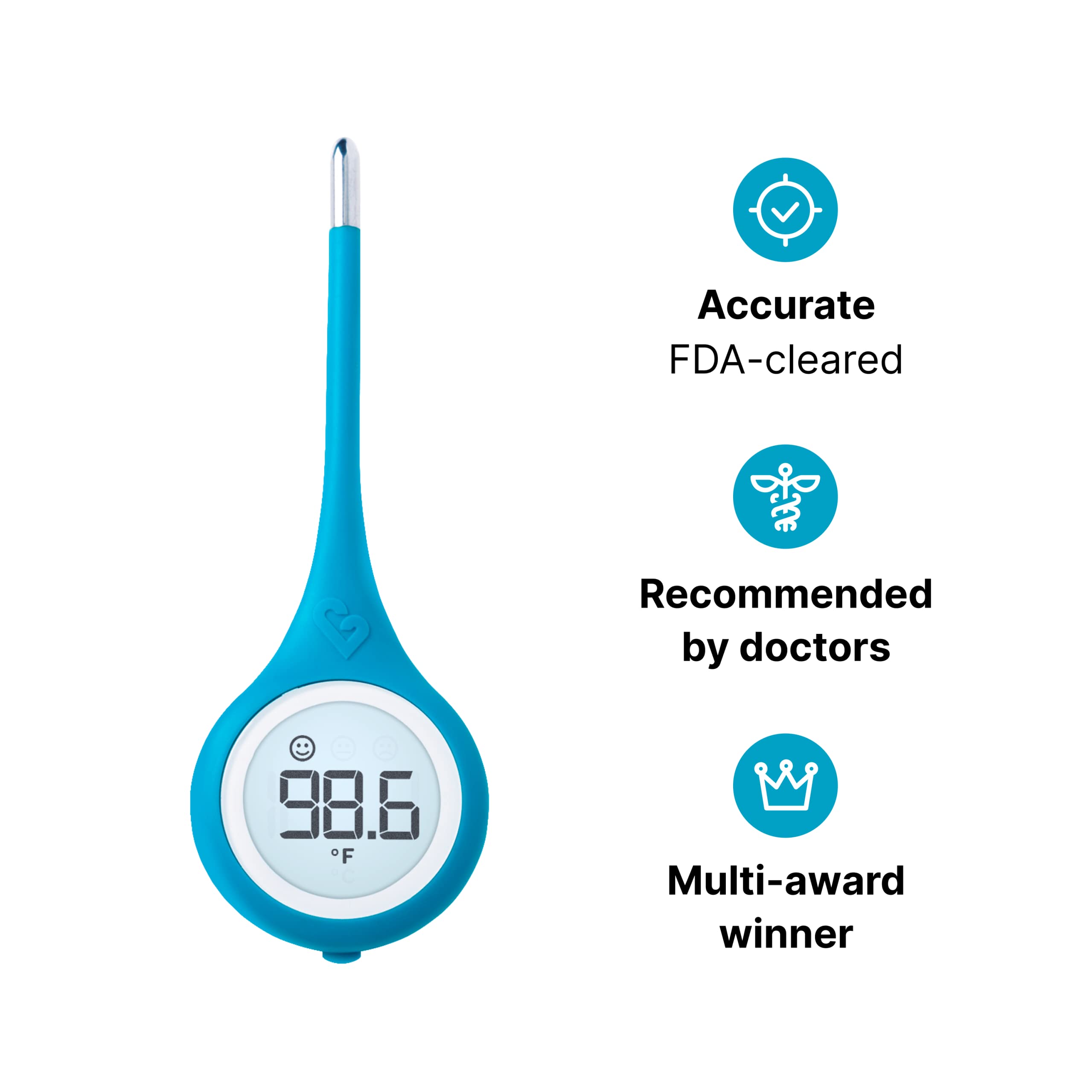 Kinsa QuickCare tips close-up showing flexible, comfortable tip for all ages