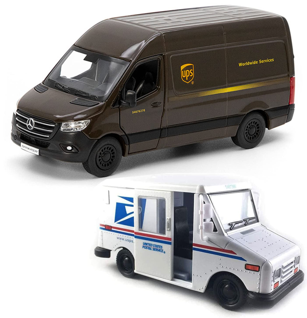 KiNSMART UPS Sprinter 5-inch die-cast van with authentic logos for display and pretend play.