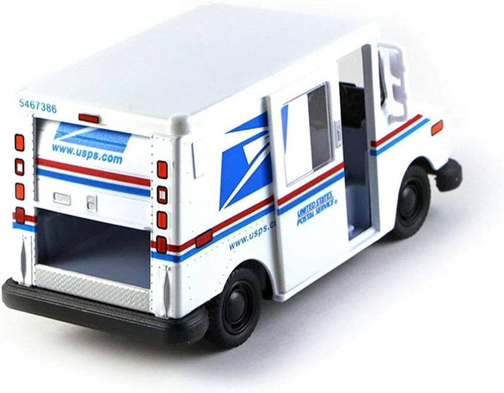 KiNSMART USPS LLV 1987 die-cast open doors showcases authentic accessibility for play.