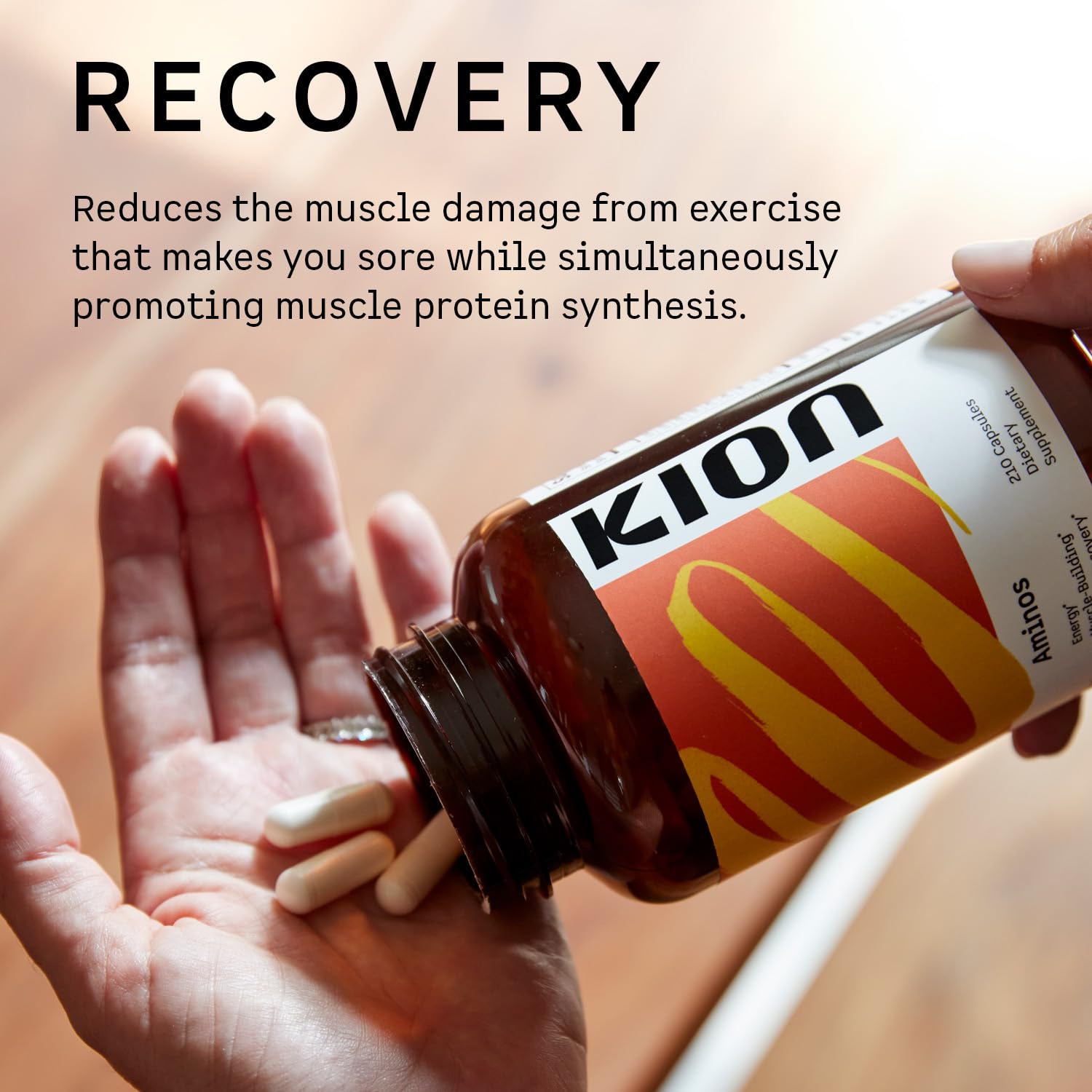 Kion Aminos daily-use bottle shown for easy daily supplementation