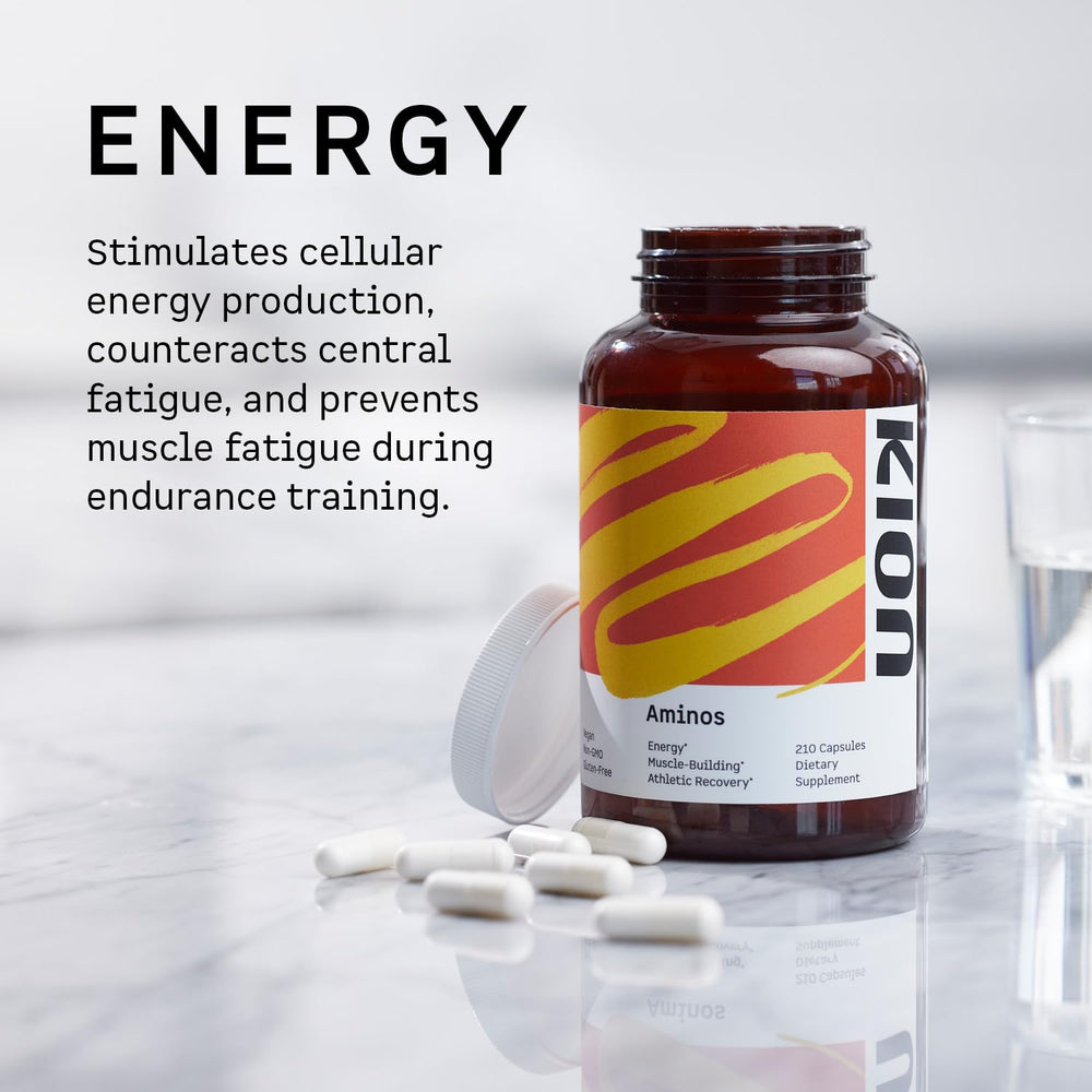 Kion Aminos capsules on shelf illustrating vegan, allergen-conscious supplementation