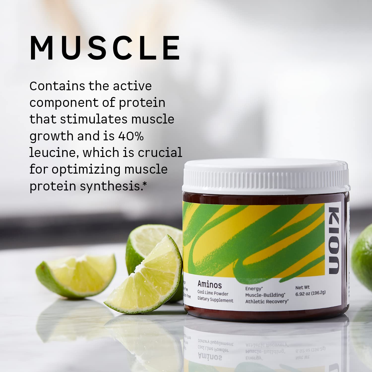 Kion Aminos vegan-friendly formula on a clean label.