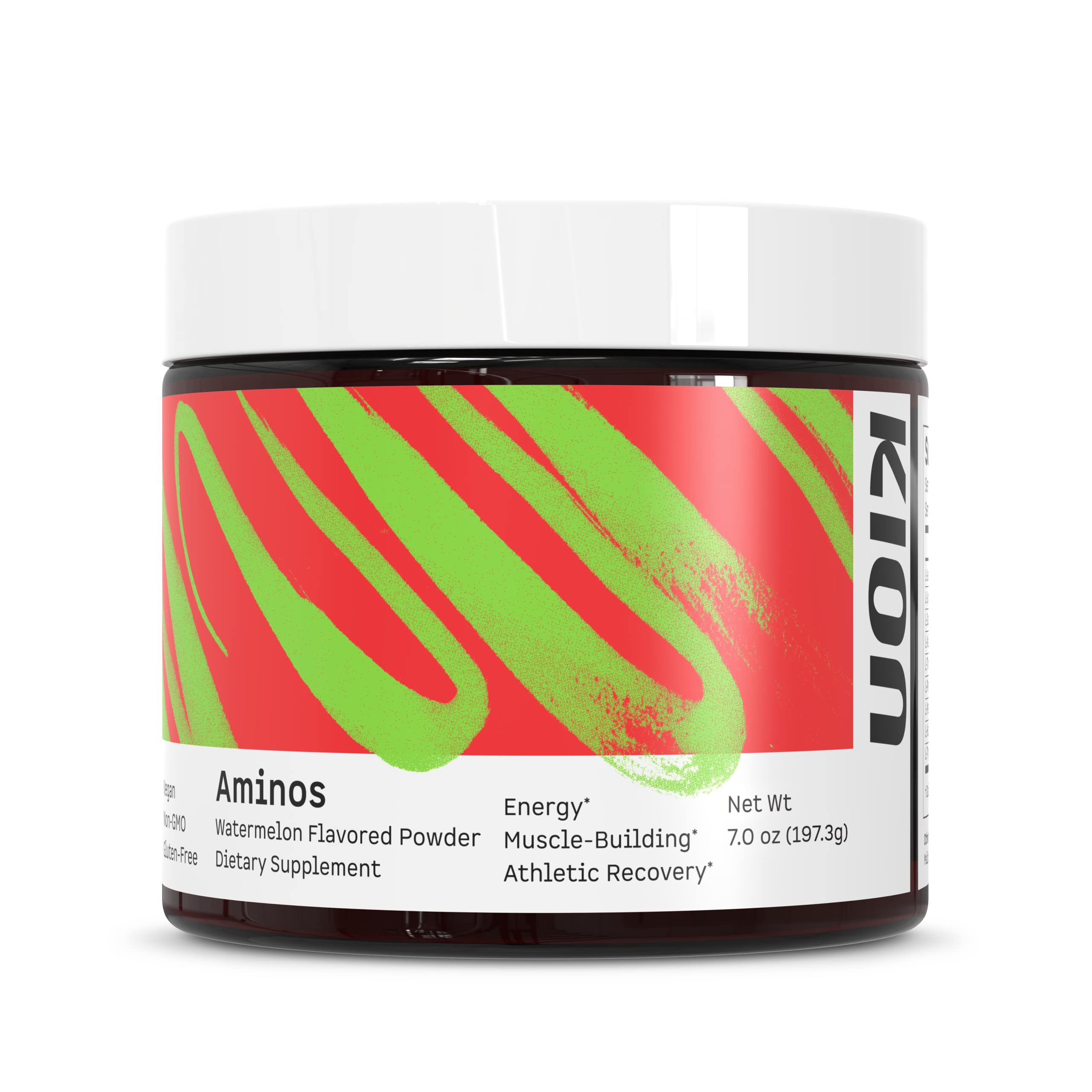 Kion Aminos Watermelon powder tub ready for your workout routine.