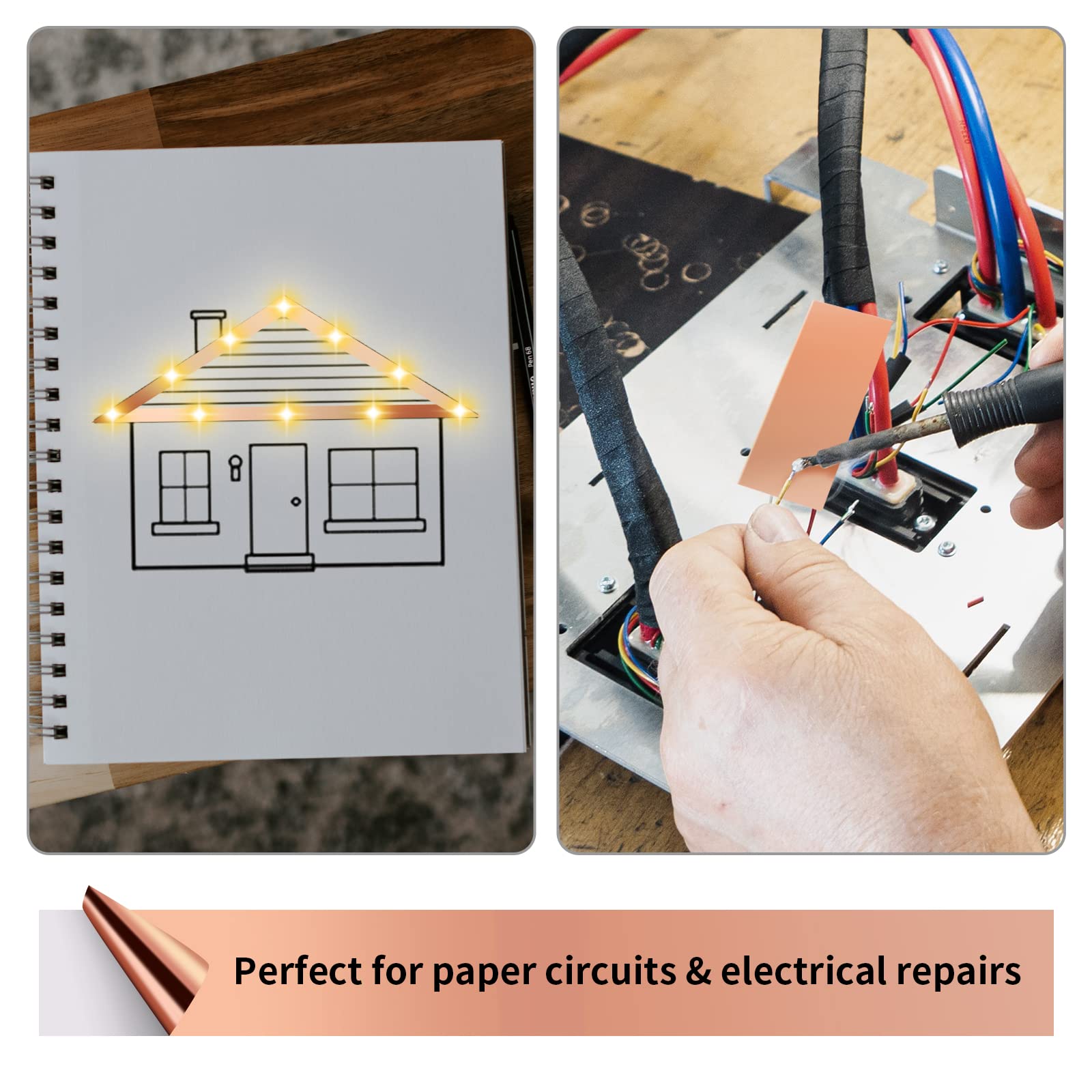 Kirecoo copper tape used for decorative crafts and simple paper circuits.