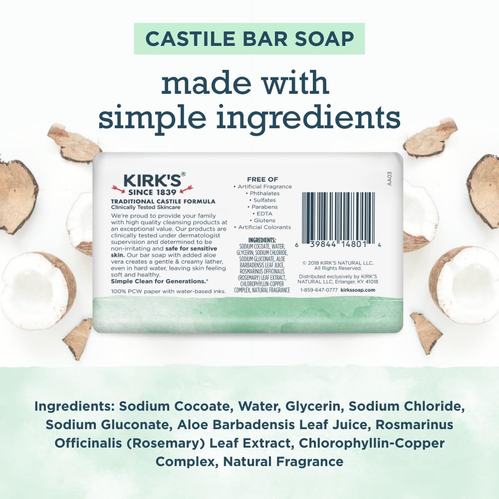 Kirk's Castile Aloe Vera detail highlighting gentle hydration