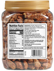 Kirkland praline pecans glaze 2.5 lbs close-up shows glossy coating.