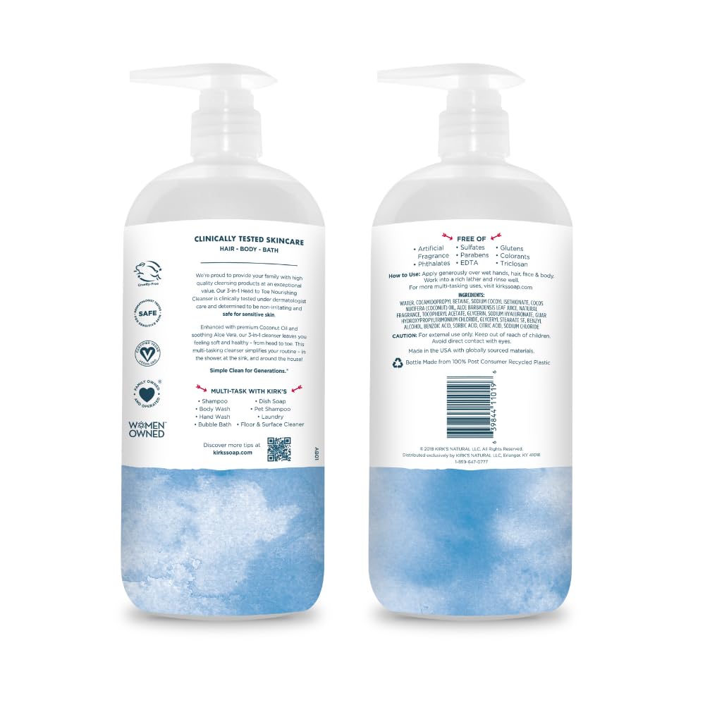 Kirks 3-in-1 bar soap travel pack ready for on-the-go cleansing.