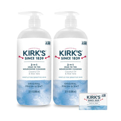 Kirks 3-in-1 bottle pump for easy head-to-toe cleansing and daily hydration.