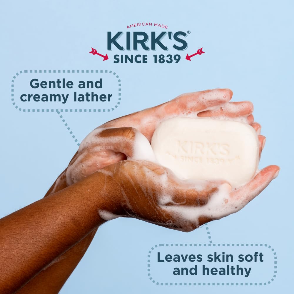 Kirks Castile soap—works in hard and soft water for consistent cleansing.
