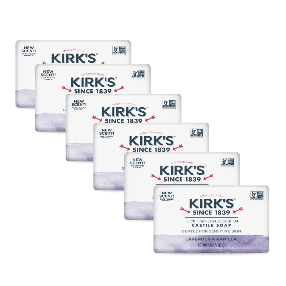 Kirks Castile Soap Original Fresh Scent bar for gentle cleansing for all ages.
