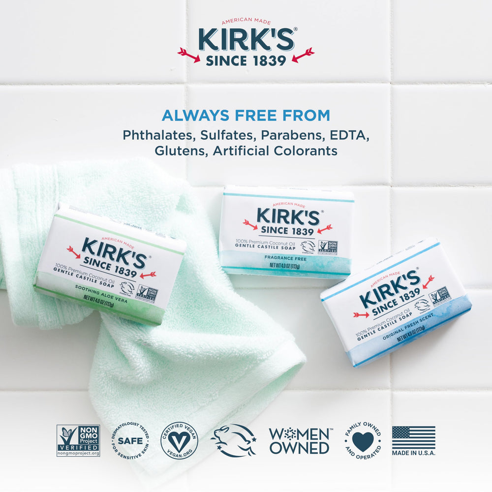 Biodegradable formula note indicating eco-friendly cleaning with Kirk's Soap.
