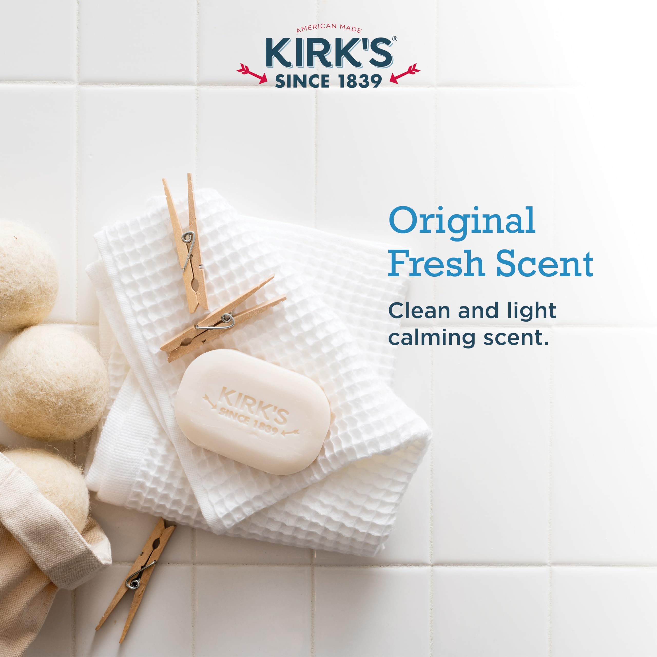 Gentle hand wash with Kirk's Coco Castile Soap, suitable for sensitive skin.