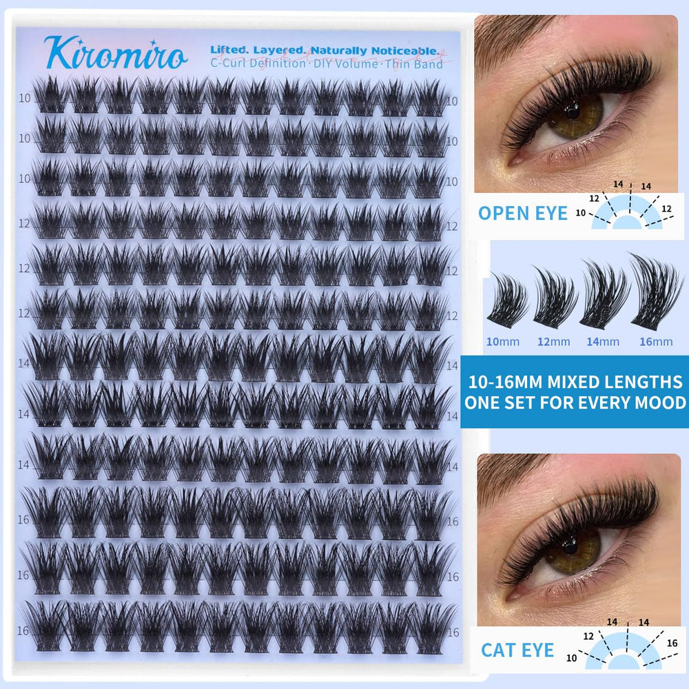 Kiromiro Lash Clusters closeup showing wispy layers and delicate fibers for definition.