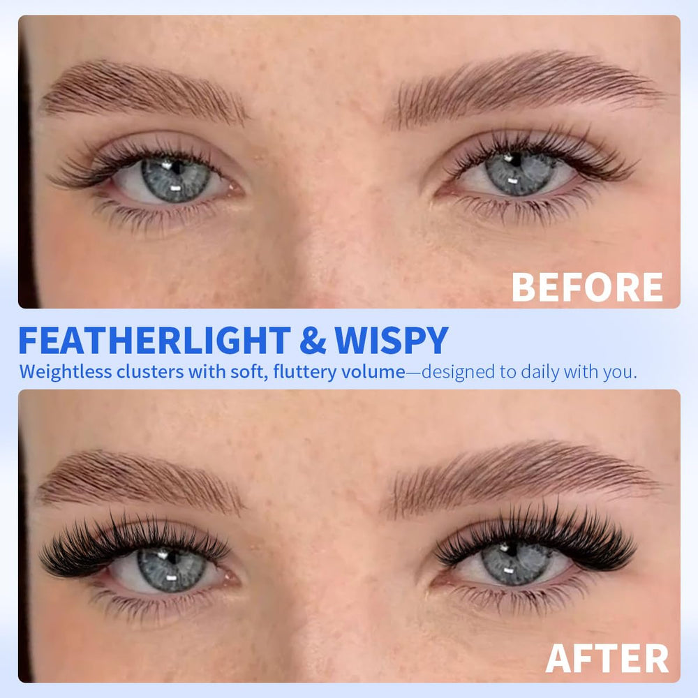 Kiromiro Lash Clusters delicate fibers in wispy design for subtle enhancement.