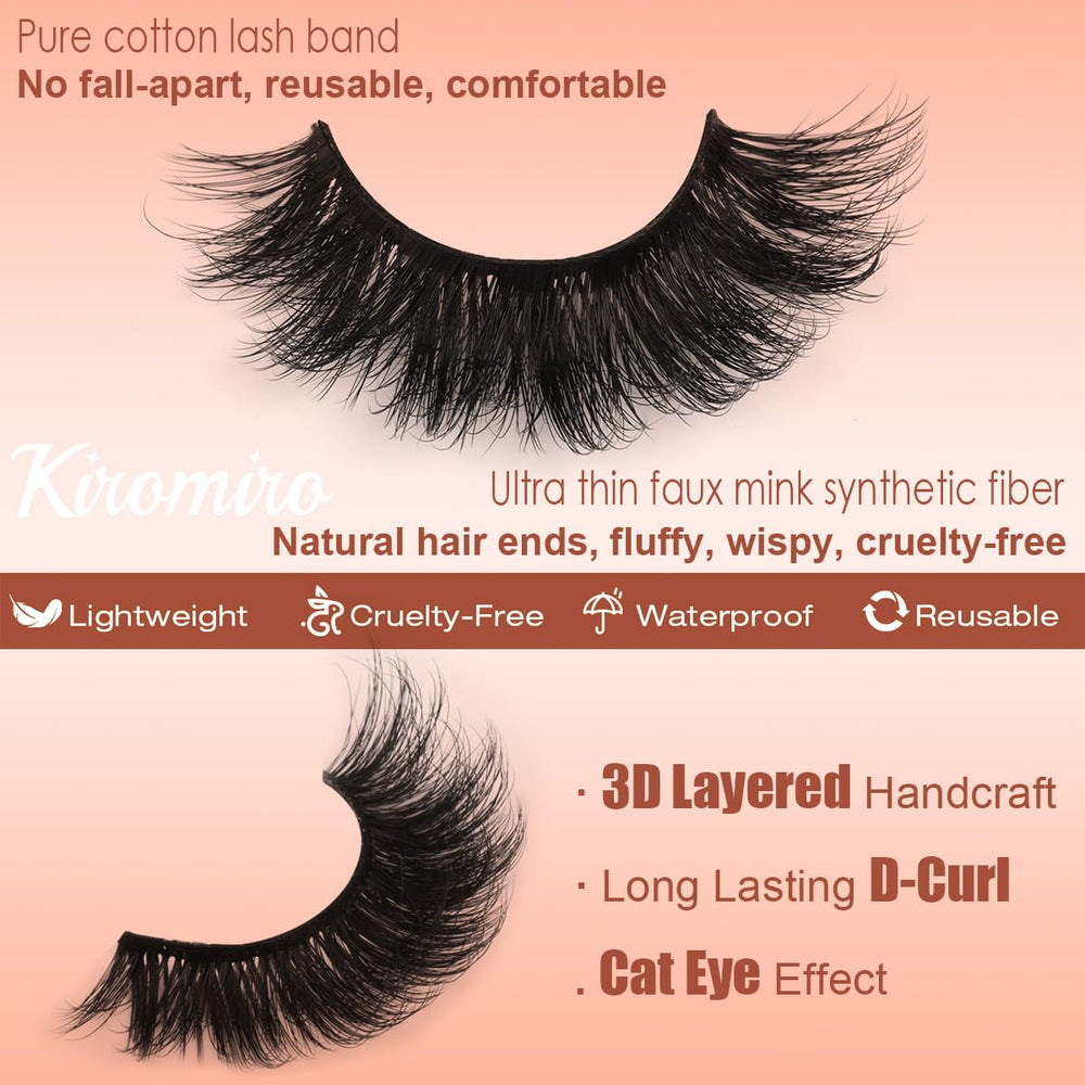 Kiromiro mink lashes 18mm cat-eye 3D volume for depth