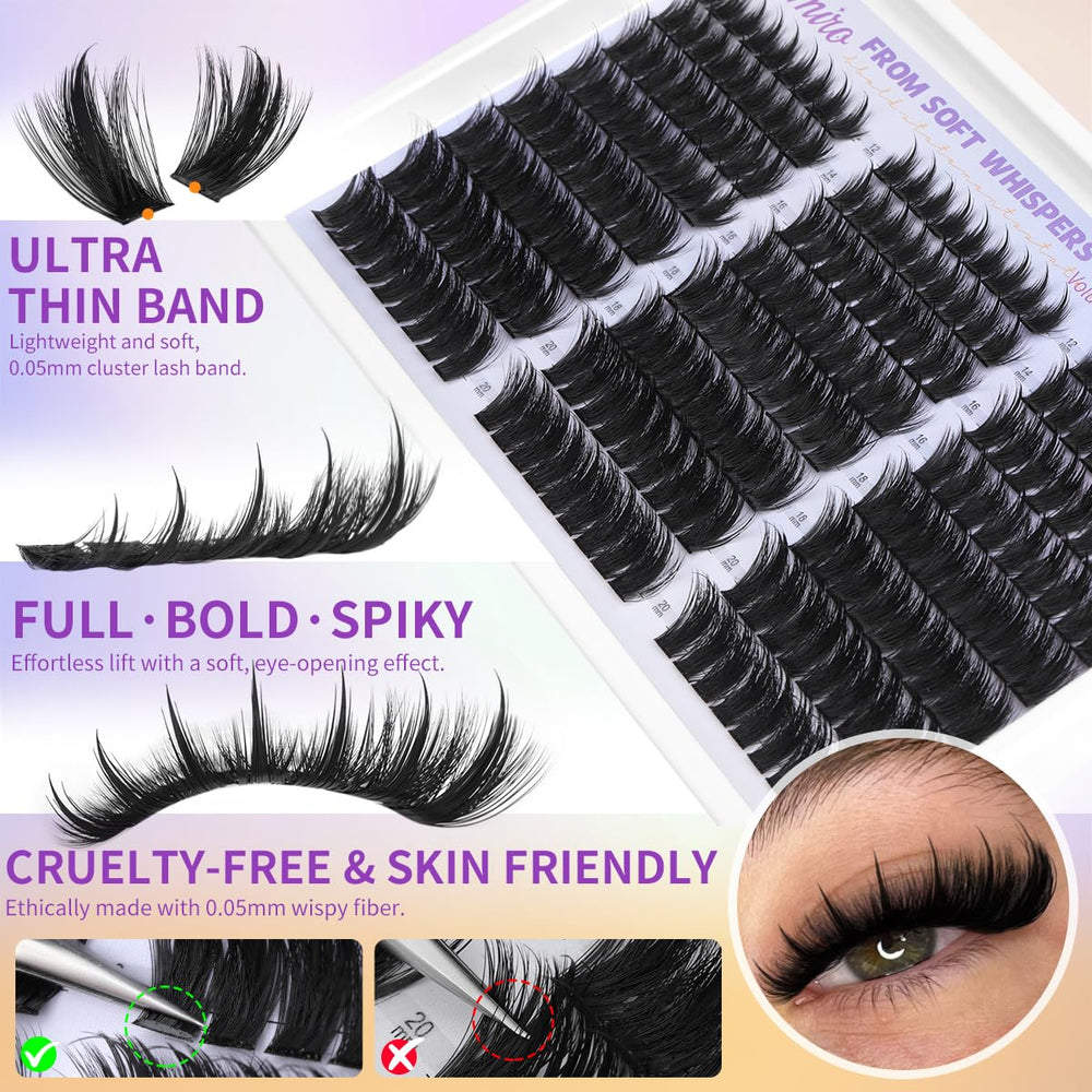 Kiromiro soft cotton-band cluster lashes bend easily for comfortable wear